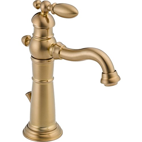 【中古】【未当てはめる・未開封品】Delta Faucet ビクトリア朝シングルホールバスルーム水道の栓 ゴールドバスルーム水道の栓 シングルハンドルバスルーム水道の栓 金属元素水抜き協議会 もの言う花