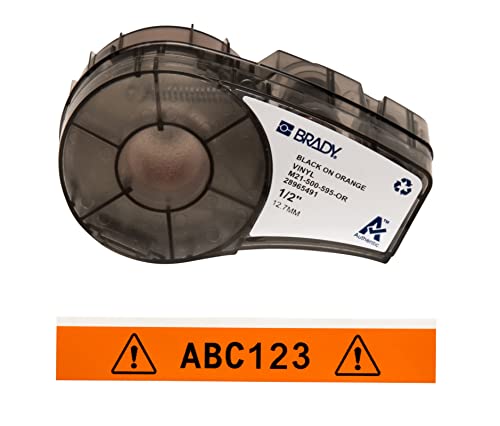 【中古】【未使用・未開封品】Brady M21-500-595-OR BMP21 Tape B- 595 Indoor/Outdoor Vinyl Film Size: 1/2 x 21' BLK/ORN by Brady