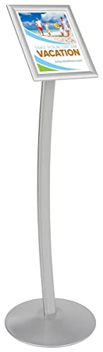 【中古】【未使用・未開封品】displays2go floor-standing Sign Stand for 8.5?X 11インチグラフィックスsnap-openフレーム、シルバー陽極酸化アルミニウム(cmb8511?)