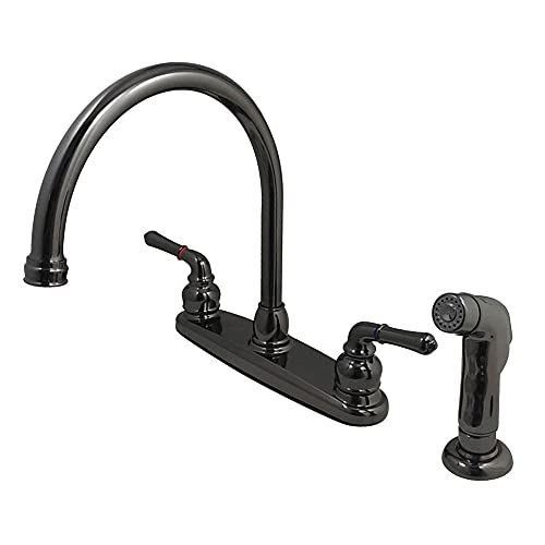 【中古】【未使用・未開封品】Kingston Brass NB790SP Water Onyx 8-inch Centerset Kitchen Faucet with Lever Handle And Matching Side Sprayer, Bright Glossy Black Nick|AJIMURA-SHOP