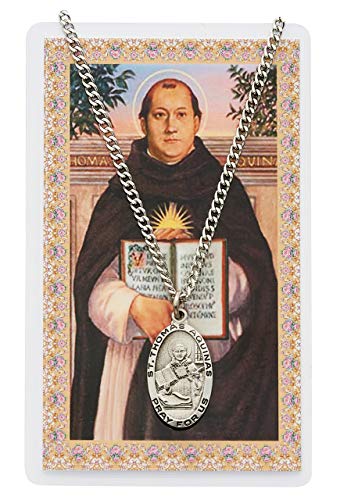【中古】【未使用・未開封品】トマス・アクィナス1インチのピューターメダルペンダントネックレスHoly Prayerカード