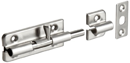 【中古】【未使用・未開封品】Stainless Steel 304 Spring Loaded Barrel Bolt, Satin Finish, Non Locking, 2-23/64 Bolt Plate Length, 35/64 Throw Plate Length (Pack of