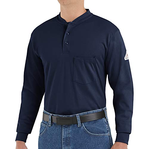 【中古】【未当て嵌める・未開封品】Bulwark Flame Resistant 6.25?Oz綿織物長袖曳き船なしヘンリープルオーバー 色つや: 青碧