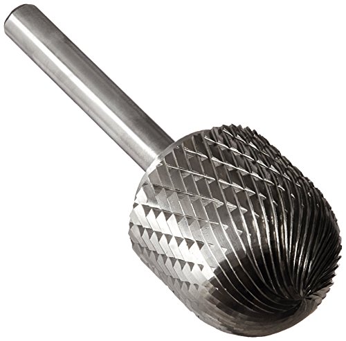 【中古】【未使用・未開封品】Drill America DUL Series Solid Carbide Bur, Double Cut, SC9 Cylindrical - Radius End, 1/4 Shank, 1 Head Diameter, 1 Cutting Length (Pac