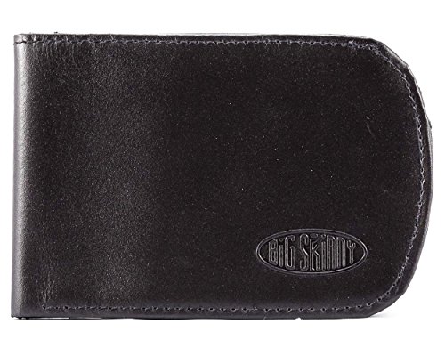 【中古】【未使用・未開封品】大きな細身のメンズカーブレザー二つ折りスリムウォレット、最大20枚のカードを収納、ブラック