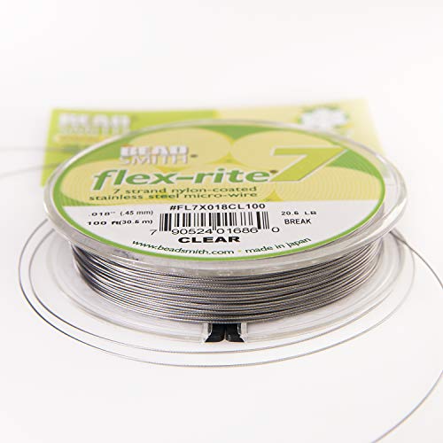 【中古】【未使用・未開封品】Clear Coat Flex Rite Beading Stringing Wire .018 Inch 100 Feet Nylon Coated Stainless Steel 7 Strand Tigertail 20.6lb Break by Flex-rit