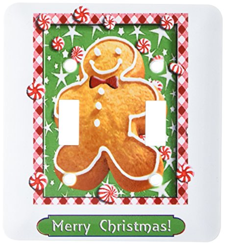 【中古】【未当て嵌める・未開封品】3drose LSP 37084?_ 2?Gingerbread Boy、Merryクリスマスライトスイッチカバー