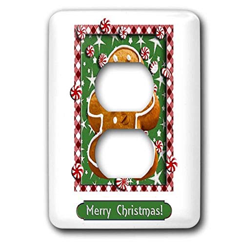 【中古】【未当て嵌める・未開封品】3drose LSP _ 37084?_ 6?Gingerbread Boy、Merry Christmas???2プラグコンセントカバー