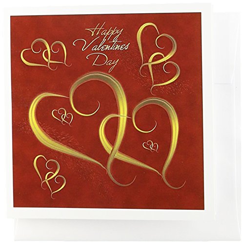 【中古】【未使用・未開封品】777images Designsグラフィックデザイン休日???GoldenハートEntwined on a Mottledレッド背景with Happy Valentines Day???グリーティング