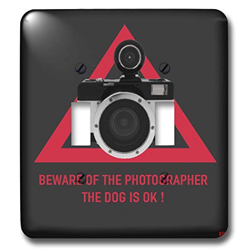 【中古】【未使用・未開封品】3drose LSP _ 37715?_ 2?Beware of the写真家の犬はOK。レッドテキストと三角形、ブラック背景、フラッシュカメラ???ダブル切り替えスイッ