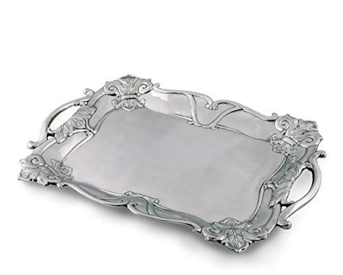 【中古】【未当て嵌める・未開封品】Arthur Court Fleur de Lis Rectangular Tray with Handles 家電-その他