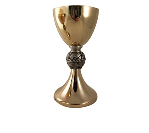 【中古】【未当て嵌める・未開封品】8in カトリック組織宗教 ゴールド 金メッキ 聖職者者 聖杯 \u0026 聖母 魚 交差点