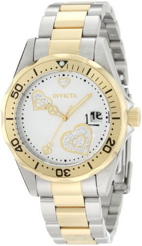 【中古】【未使用・未開封品】Invicta Women's 12287 Pro Diver Silver Heart Dial Two Tone Stainless Steel Watch画像