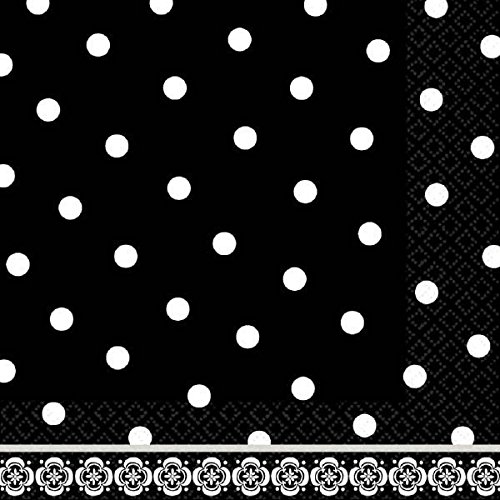 【中古】【未当て嵌める・未開封品】Amscan Damask \u0026 Polka Dot Party Lunch Napkins ( 36天下太平、6.5?X 6.5in、黒いこと/白いこと
