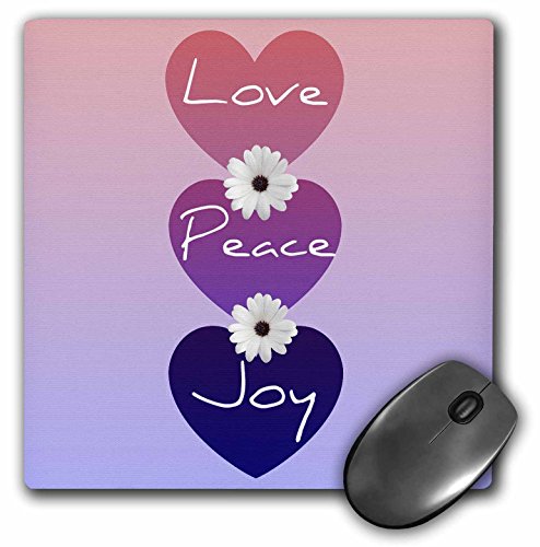【中古】【未使用・未開封品】3drose LLC 8?x 8?x 0.25インチマウスパッド、Peace/Love/Joy/Hearts With Flowers (MP 40161?_ 1?)|AJIMURA-SHOP