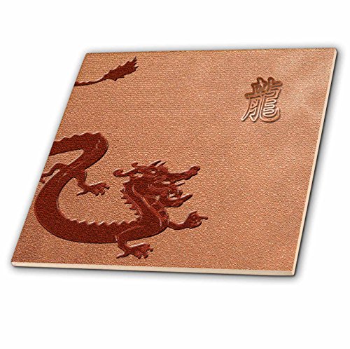 【中古】【未使用・未開封品】3drose CT 40292?_ 1ドラゴン中国語で、レッドドラゴンセラミックタイル、4インチ