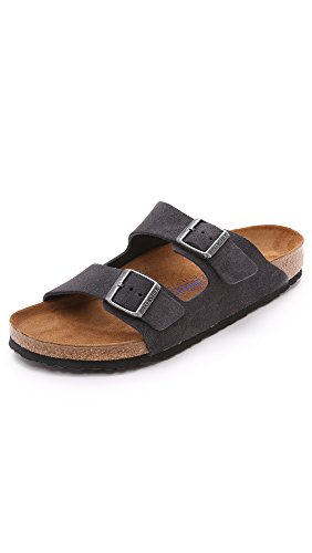 【中古】【未当て嵌める・未開封品】Birkenstock (ビルケンシュトック) 男女兼用 アリゾナ パステル色のフットベッド サンダル - ナロー幅, Velvet Gray Suede Soft Footbed, 7-7.5 Narr