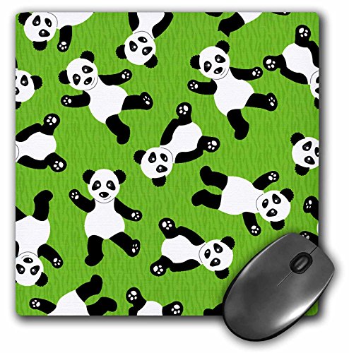 【中古】【未使用・未開封品】3drose LLC 8?x 8?x 0.25インチマウスパッド、かわいいHappy Cartoon Panda Print onグリーンファー印刷背景(MP 40925?_ 1?)