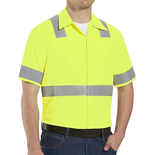【中古】【未当て嵌める・未開封品】Red Kap Men \u0027s Hi Visibility社会階級2気泡管水準器2?Workプルオーバー 色つや: 黄色