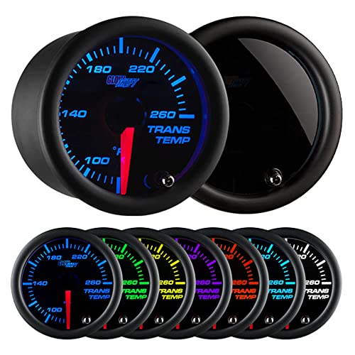 【中古】【未使用・未開封品】GlowShift Tinted 7 Color 260 F Transmission Temperature Gauge Kit - Includes Electronic Sensor - Black Dial - Smoked Lens - for Car & T