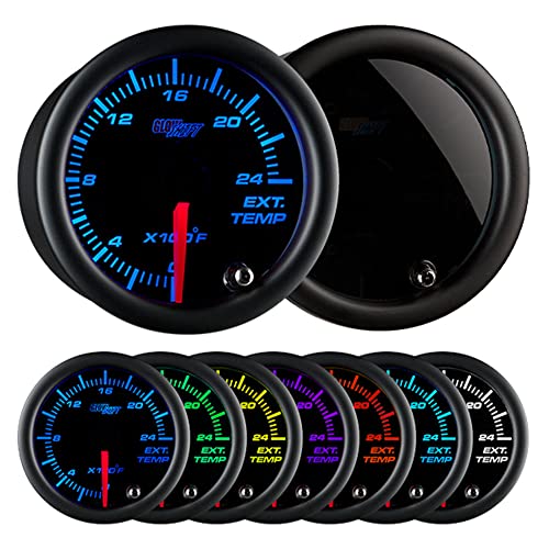 【中古】【未使用・未開封品】GlowShift Tinted 7 Color 2400 F Pyrometer Exhaust Gas Temperature EGT Gauge Kit - Includes Type K Probe - Black Dial - Smoked Lens - fo｜AJIMURA-SHOP