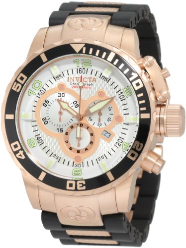 【中古】【未当て嵌める・未開封品】Invicta Men\u0027s 10620 Corduba Chronograph Silver Dial Black Polyurethane and 18k Rose Gold Plated Watch