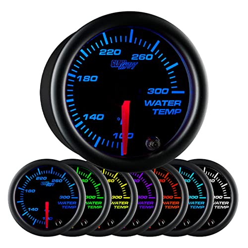 【中古】【未使用・未開封品】GlowShift Black 7 Color 300 F Water Coolant Temperature Gauge Kit - Includes Electronic Sensor - Black Dial - Clear Lens - for Car & Tr