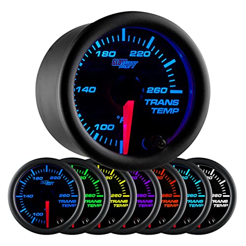 【中古】【未使用・未開封品】GlowShift Black 7 Color 260 F Transmission Temperature Gauge Kit - Includes Electronic Sensor - Black Dial - Clear Lens - for Car & Tru