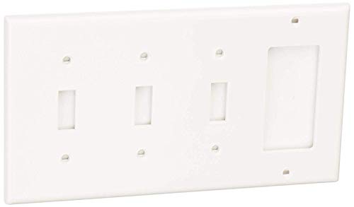 【中古】【未使用・未開封品】Leviton 80732-w 4-gang 3-toggle 1-decora/漏電遮断器デバイス組み合わせ壁材、標準サイズ、熱可塑性ナイロン、デバイスマウント 10 Pack ホワ