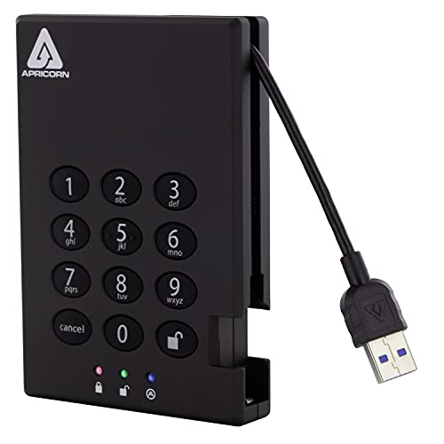 【中古】【未当てはめる・未開封品】(256-Bit 1 結核症) - Apricorn Aegis Padlock 1 結核症 USB 3.0 256-bit AES XTS Hardware Encrypted Portable External Hard Drive (A25-3PL256-1000)