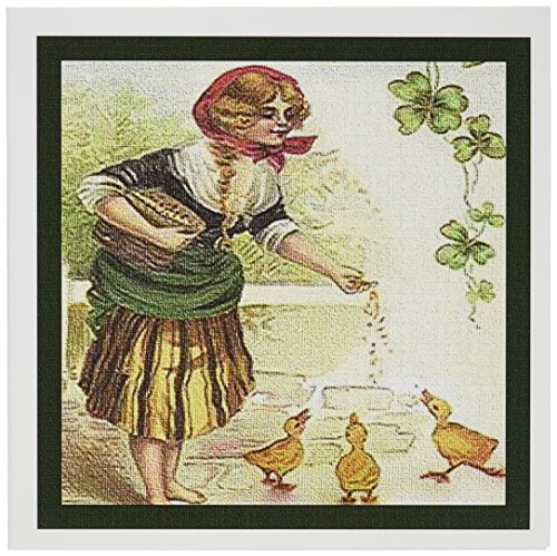 【中古】【未使用・未開封品】聖パトリックの日Sandy Mertens???アイルランドファームGirl Feeding Ducks (ヴィンテージ)???グリーティングカード Set of 12 Greeting C
