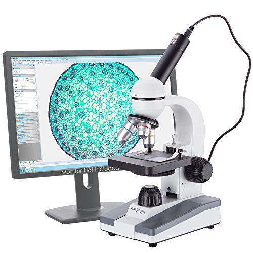 【中古】【未使用・未開封品】AmScope USB2.0デジタルイメージャ+ 40X-1000Xガラスオプティクス学生複合顕微鏡