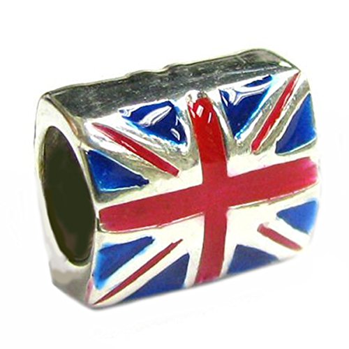 【中古】【未使用・未開封品】スターリングシルバー英国旗エナメルヨーロピアンスタイルビーズチャーム