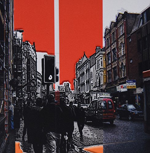 【中古】【未使用・未開封品】3dRose LLC People Walking Along The Streets of Dublin/Ireland ブラックとホワイト 赤とオレンジのパターンを加えたマウスパッド (mp_44639_1