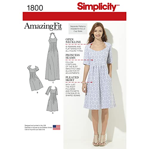 【中古】【未使用・未開封品】Simplicity Amazing Fit Pattern 1800 Misses Dress in 2 Lengths with Individual Pattern Pieces Size 10-12-14-16-18 by Simplicity Creative