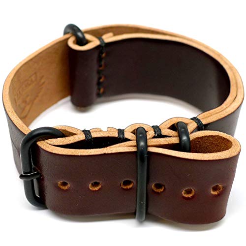 【中古】【未当て嵌める・未開封品】DaLuca Shell Cordovan NATO Watch Strap - Color 8 (PVD Buckle) : 26粍