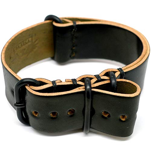 【中古】【未使用・未開封品】DaLuca Shell Cordovan NATO Watch Strap - Black (PVD Buckle) : 22mm｜AJIMURA-SHOP