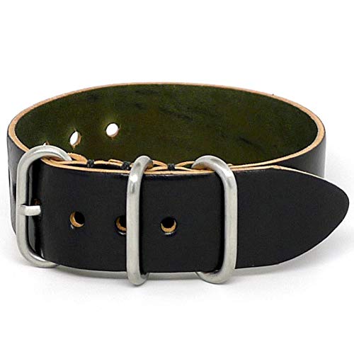 【中古】【未当て嵌める・未開封品】DaLuca Shell Cordovan 1 Piece NATO Watch Strap - Black (Matte Buckle) : 18粍 靴-その他
