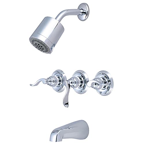 【中古】【未当て嵌める・未開封品】Kingston Brass KB8231NFL Three Handle Tub \u0026 Shower Faucet