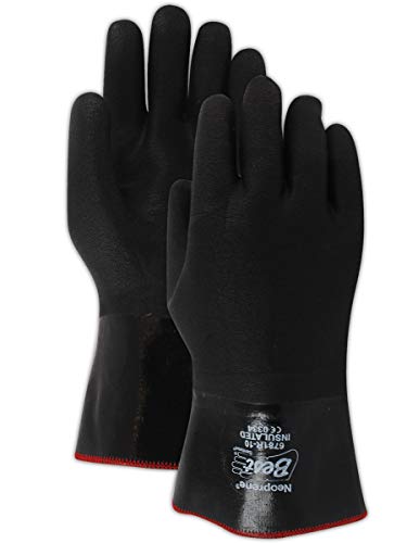 【中古】【未当て嵌める・未開封品】SHOWA 6781R Insulated Fully-Coated Cotton Jersey Neoprene Glove, Triple Layered Foam Insulation, Chemical Resistant, 12 Gauntlet, Large