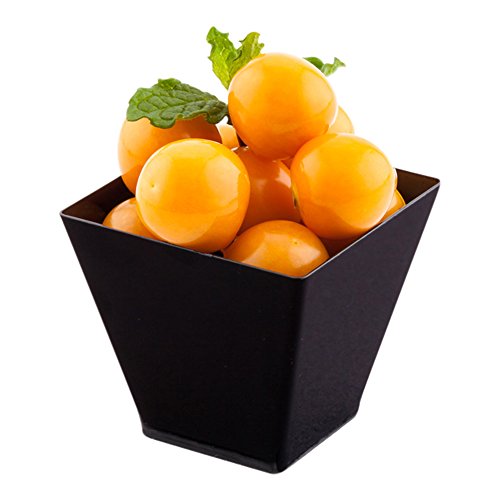 【中古】【未使用・未開封品】2-oz Mini KovaデザートTumbler Cup???エレガントな正方形ブラックプラスチックカップ: Perfect for serving desserts、スナックサンプル??