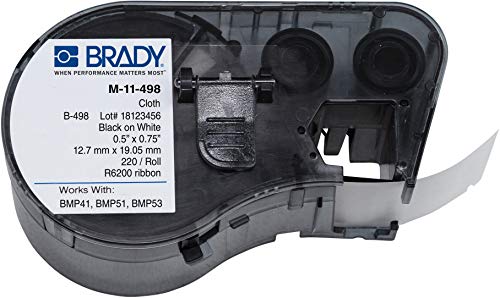 【中古】【未使用・未開封品】Brady M-11-498 Vinyl Cloth B-498 Black on White Label Maker Cartridge, 3/4 Width x 1/2 Height, For BMP51/BMP53 Printers by Brady