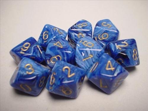【中古】【未使用・未開封品】Chessex Dice Sets: Vortex Blue with Gold - Ten Sided Die d10 Set (10)