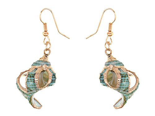 【中古】【未使用・未開封品】Alilang Womens Multicolor Golden Accent Ocean Seashell Couch Mermaid Sea Witch Drop Dangle Earrings