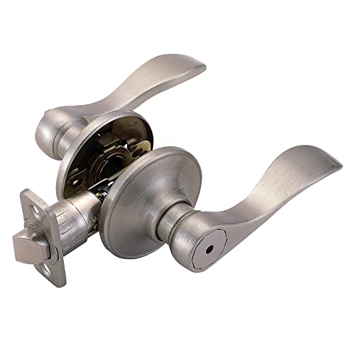 【中古】【未使用・未開封品】Design House 742858 Springdale Universal Latch Privacy Door Handle, Satin Nickel Finish