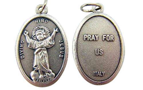 【中古】【未使用・未開封品】Divino Nino神の子イエスシルバートーントーン宗教ペンダントPray For Us Medal