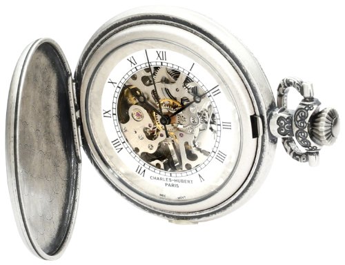 【中古】【未当て嵌める・未開封品】Charles-Hubert Paris 3921 Antique Silver Plated Mechanical Pocket Watch その他-靴