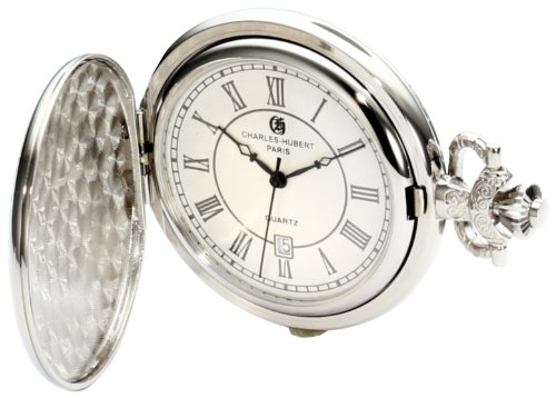 【中古】【未当て嵌める・未開封品】Charles-Hubert Paris 3922 Chrome Finish Off-White Dial with Date Pocket Watch