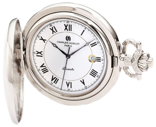 【中古】【未当て嵌める・未開封品】Charles-Hubert Paris 3925 Chrome Finish White Dial with Date Pocket Watch
