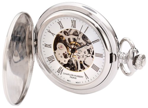 【中古】【未使用・未開封品】Charles-Hubert Paris 3929 Stainless Steel White Dial Mechanical Pocket Watch｜AJIMURA-SHOP